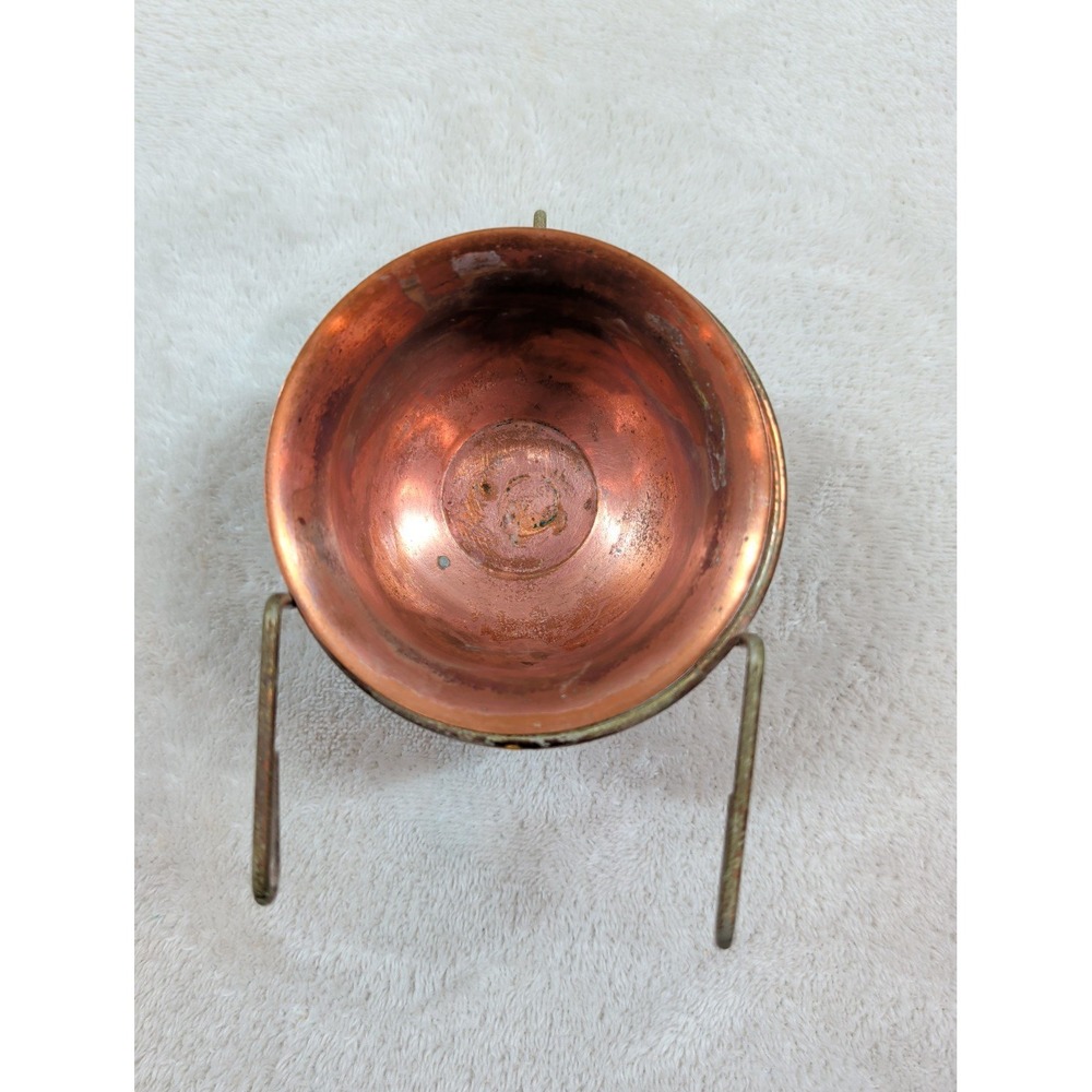 Vintage Miniature Copper Wheelbarrow Planter Brass Frame Decorative Bowl 5 Inch - Picture 5 of 8